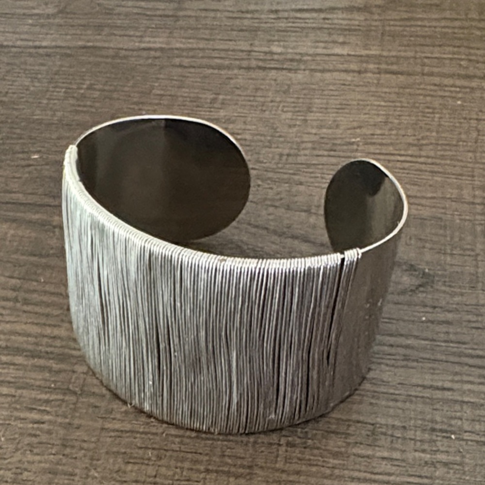 Silver Textured Cuff Bracelet